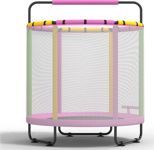 CZCPAPY Trampoline d'extérieur pour enfants, convient pour l'intérieur et l'extérieur, avec filet de sécurité, balançoire, 1,45 x 1,7 m, poids 50 kg