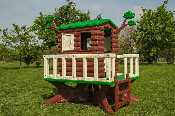Feber - House on Tree, Maison d'arbre, cabane de Jeux pour Enfants en Forme d'arbre, avec Petit Balcon, pour Enfants à partir de 3 Ans 800013533 Noir/Gris 24 mm x 5,5 m
