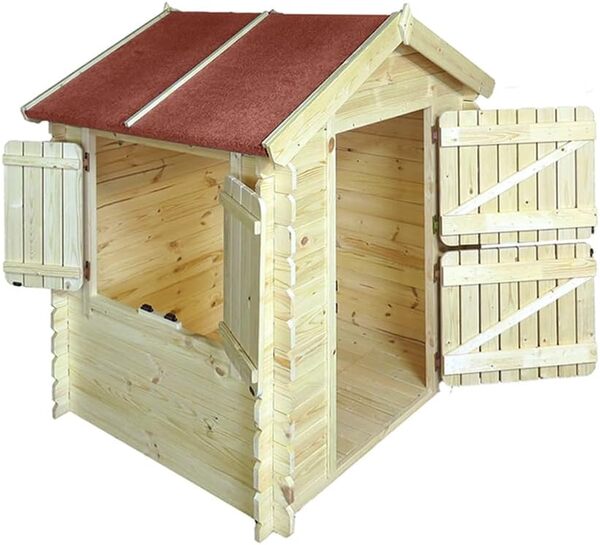 Cabane Enfant Exterieur 1.1m2 - Maison Enfant Exterieur avec Plancher - Cabane de Jardin pour Enfant 146x112xH143cm - Cabane Bois Enfant Timbela M516