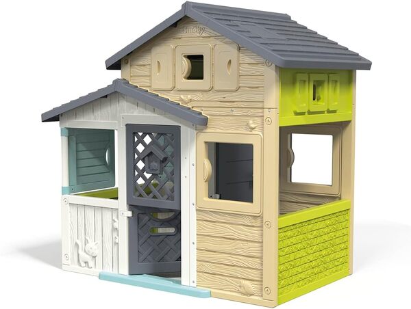 Smoby - Maison Friends House Evo - Cabane de Jardin Enfant - Personnalisable avec Accessoires Smoby - Boîte aux Lettres - Fabriquée en France - 810204