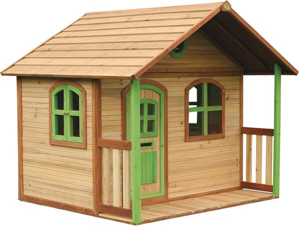 AXI Milan Maison Enfant en Bois FSC | Maison de Jeux pour l'extérieur/Jardin en Marron & Vert | Maisonnette/Cabane de Jeu avec des fenêtres