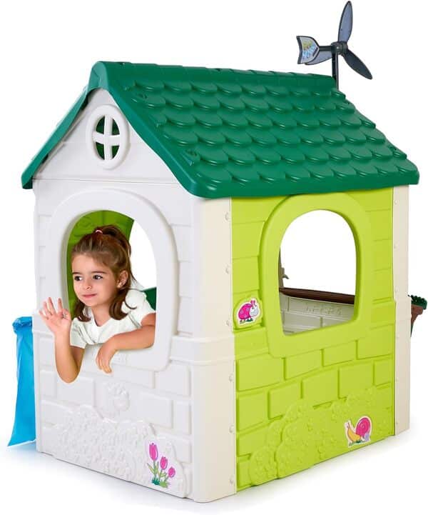 FEBER - Eco House | Maison de Jardin Éducative avec Jeux Écologiques, Jardinière Urbaine, Poubelles de Tri, Moulin à Vent – Idéale pour Les Enfants Amoureux de la Nature, Dès 2 Ans. (FEH16000)
