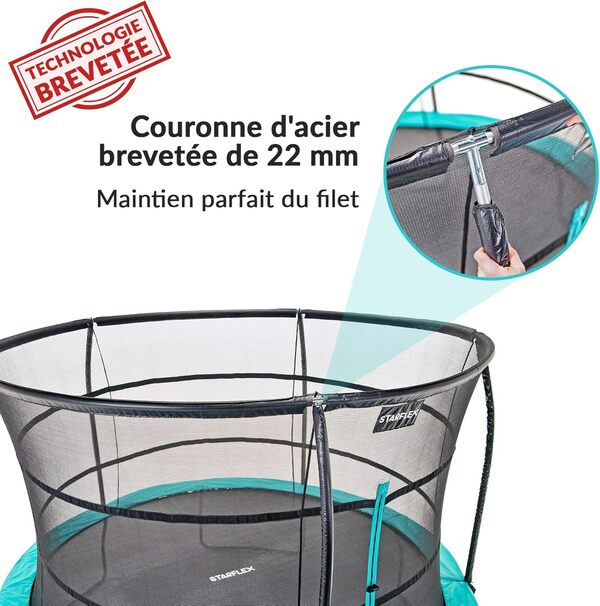 STARFLEX Pro Trampoline Exterieur Enfant - 3 Tailles –Technologies Brevetées -100% Sécurité Maximale, Montage Rapide, Design Concave- Pieds Stables -Trampoline Pas Cher