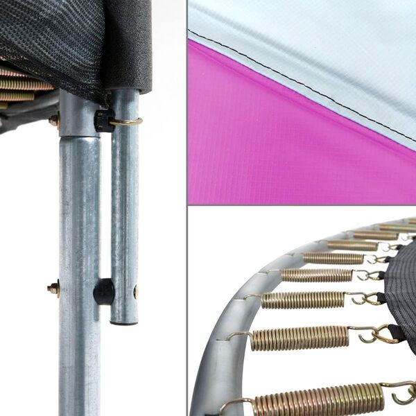 Kangui - Trampoline Rond avec Filet, échelle, bâche, kit ancrage | Rose | Ø250 - Ø300 - Ø360 - Ø430cm | RALLI