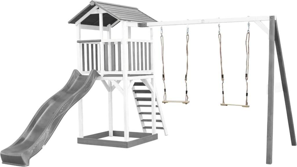 Test de l'aire de jeux AXI Beach Tower : maison enfant avec toboggan et balançoire