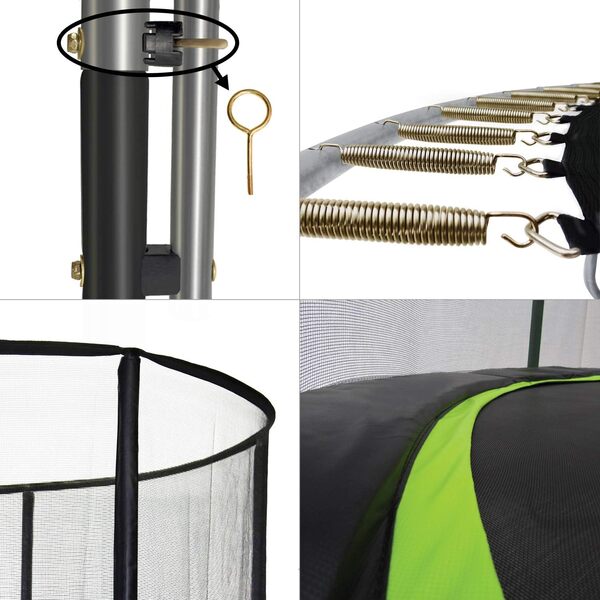 Kangui - Trampoline de Jardin Rond 430 cm + Filet de sécurité + échelle + kit ancrage | PUNCHI Vert 430