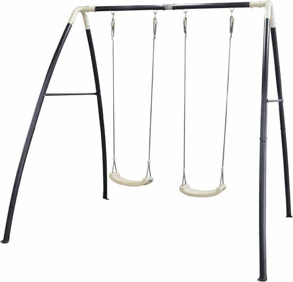 AXI Portique en Metal - Balancoire Double, pour 2 Enfants | Balançoire Metal, Portique Balançoire Métal pour l’extérieur/Le Jardin 2 agrès - 210 x 210 x 217 cm - Blanche & Grise