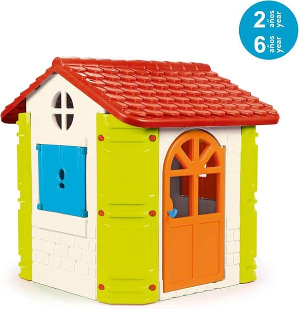 FEBER - Feber-House | Maison de Jardin pour Enfants - Bleu, Rouge Orange et Vert - Solide e Sûre | Maison de Jeu pour Enfants, 2 à 6 Ans
