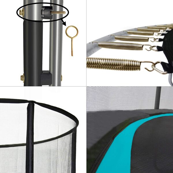 Kangui - Trampoline PUNCHI Bleu - Ø 305-360 - 430 cm + Filet + Échelle + Bâche de Protection + Kit d'ancrage