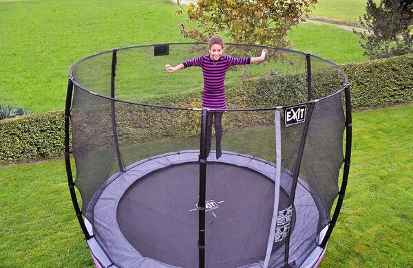 EXIT Toys Trampoline Elegant - Trampoline Rond Extérieur pour des Enfants - Entrée Sécurisée - Cadre Solide et Robuste - avec Système de Protection des Pieds