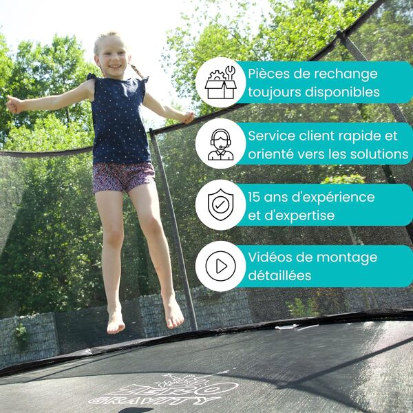 ZERO GRAVITY Trampoline Extérieur Ø 244/305/366/427 cm pour Enfants - Trampoline de Jardin certifié TÜV - échelle Incluse - résistant aux tempêtes en 5 Minutes