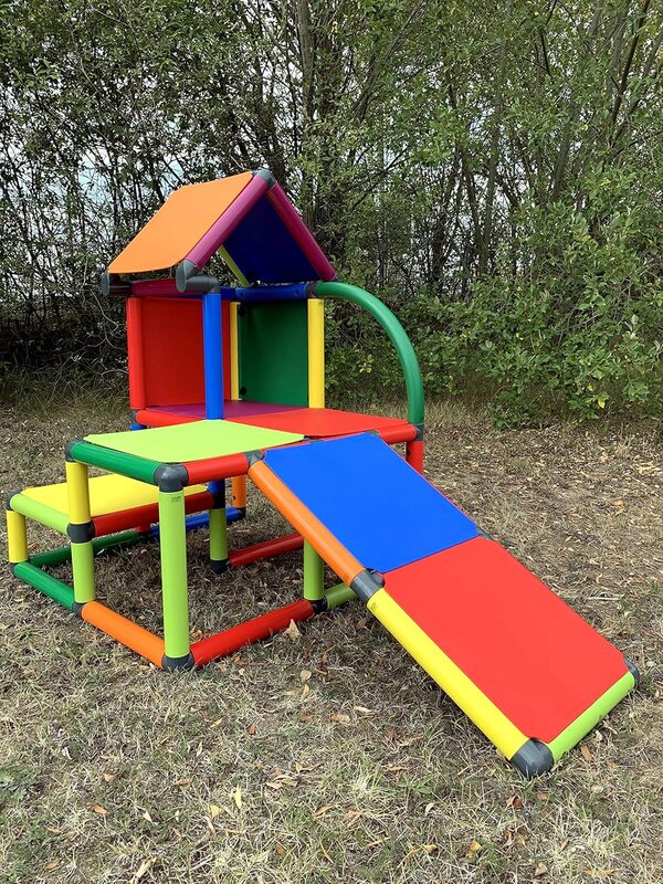 Move and stic Mila Cabane de jeu multicolore avec toboggan - Pour chambre d'enfant, salle de jeux ou jardin