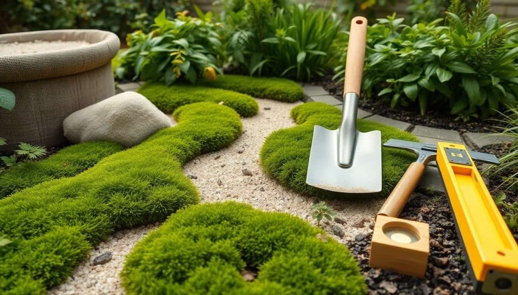Amélioration du jardin avec parcours sensoriel en mousse