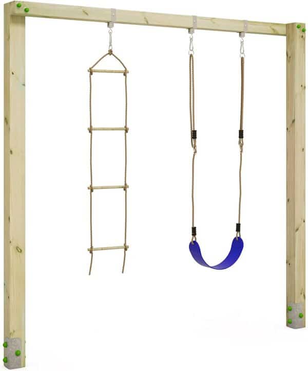 WICKEY Balançoire pour enfants Aero Star - balançoire, portique de balançoire, balançoire double, balançoire en bois pour les enfants dans le jardin - Section de poteau 11x11 cm