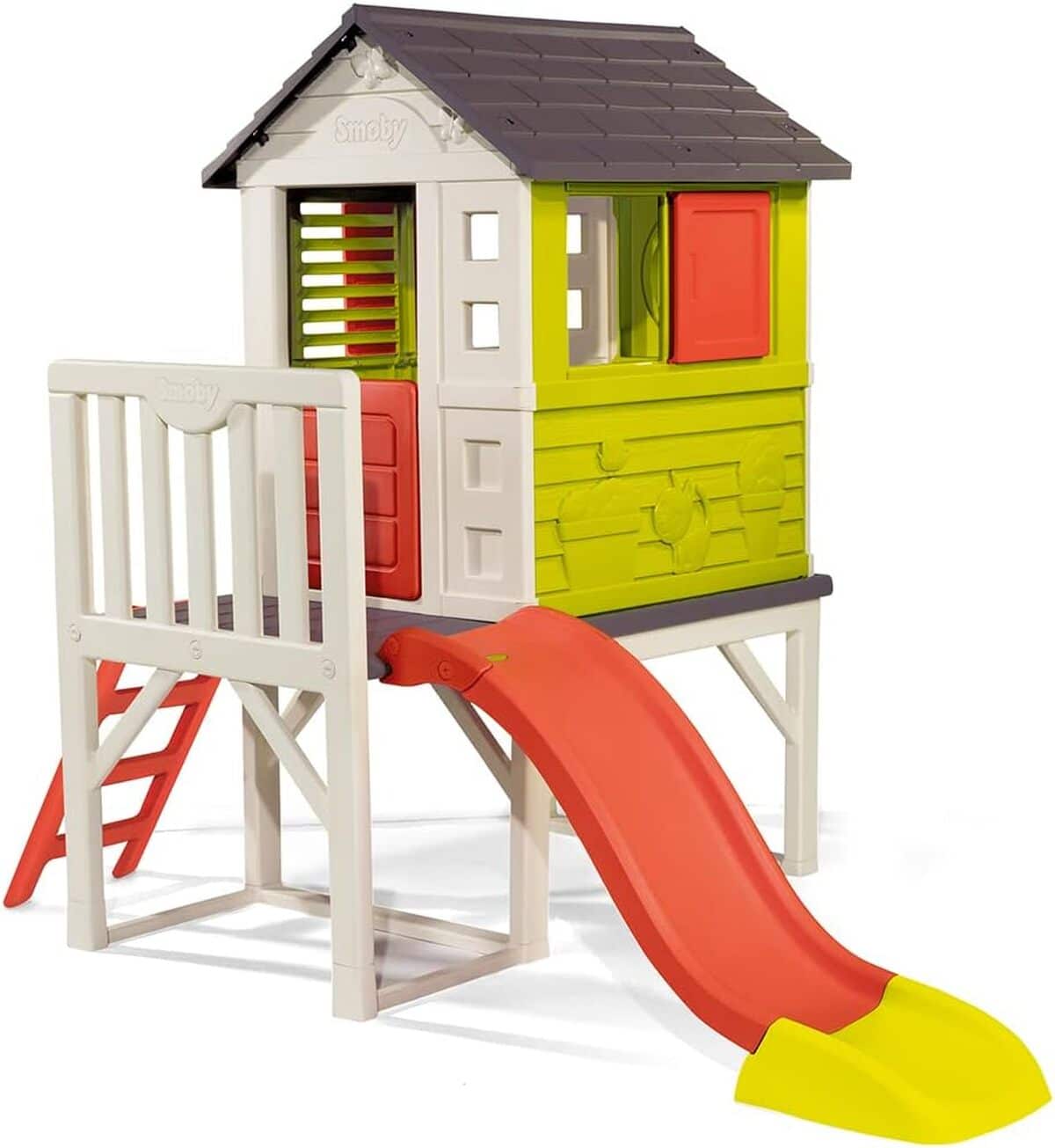 Test de la maison pilotis Smoby : cabane avec toboggan et échelle