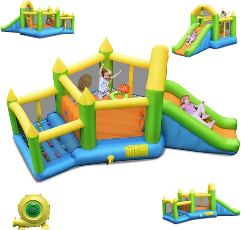 Test du château gonflable Costway avec toboggan et piscine à balles