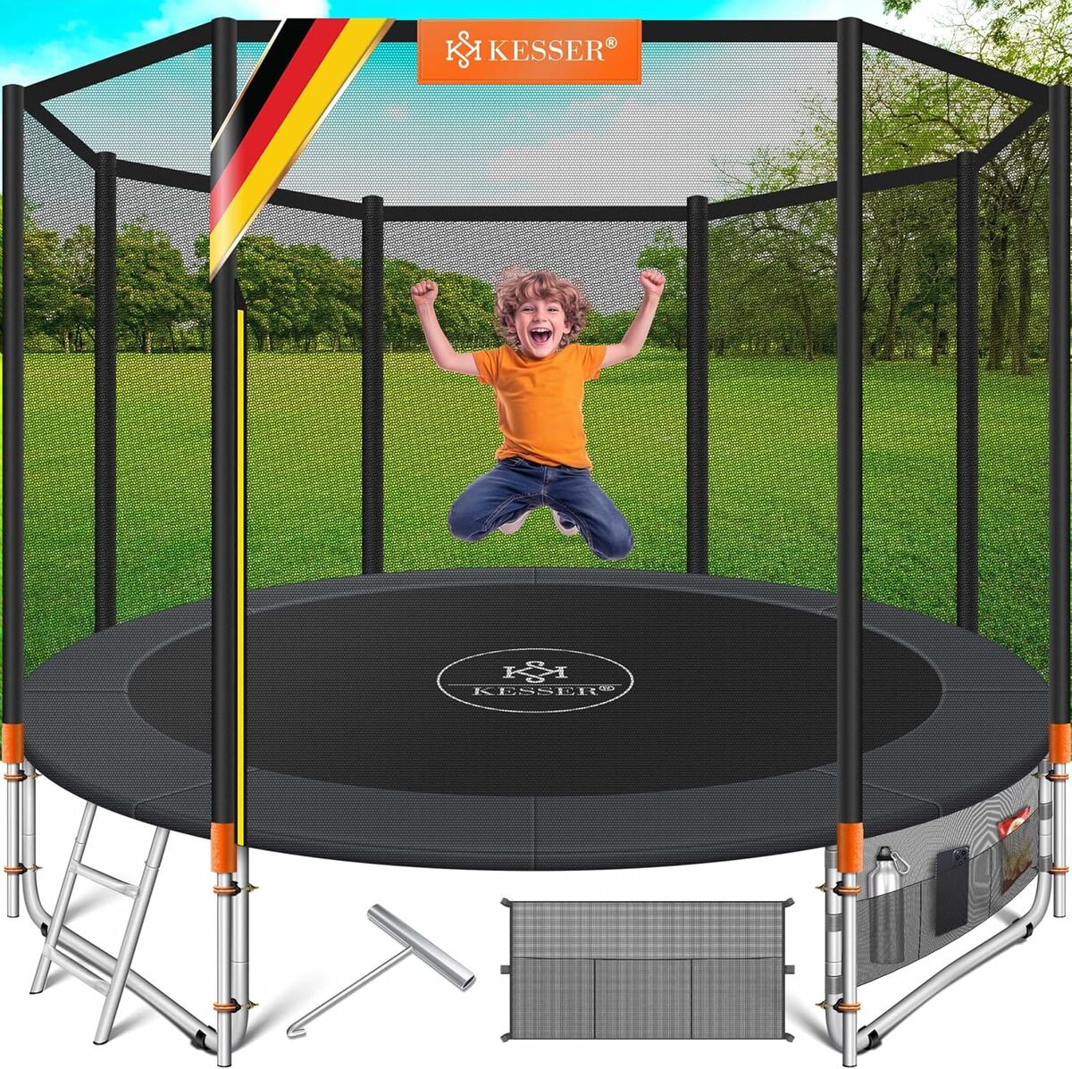 Test du trampoline KESSER® : sécurité et amusement garantis