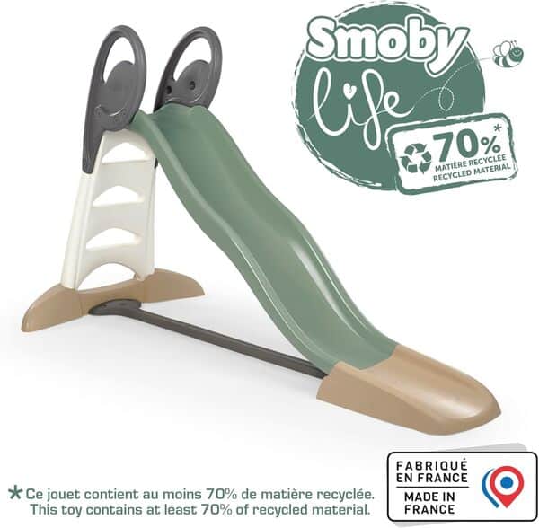 Smoby Life - Toboggan XL - Glisse Double Vague de 2m30 - Jeu Plein Air Enfant - Plastique Recyclé - Dès 3 Ans - 820303