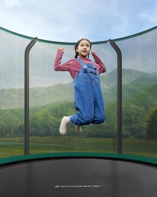 SONGMICS Trampoline pour Enfant, Filet de Protection, Coussin de Sécurité, Échelle, Cadre en Acier