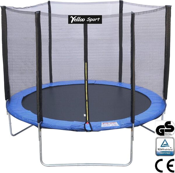 YELLOO Sport - Trampoline Exterieur Enfant Certifié CE TUV GS (Ø 185 245 305 366) Jeux Exterieur Enfant Sécurisé avec Filet de Protection