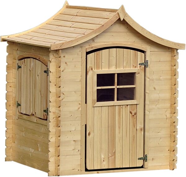 Cabane Enfant Exterieur 1.1m2 - Maison Enfant Exterieur sans Plancher - Cabane de Jardin pour Enfant 112x146xH152cm - Cabane Bois Enfant Timbela M550-1