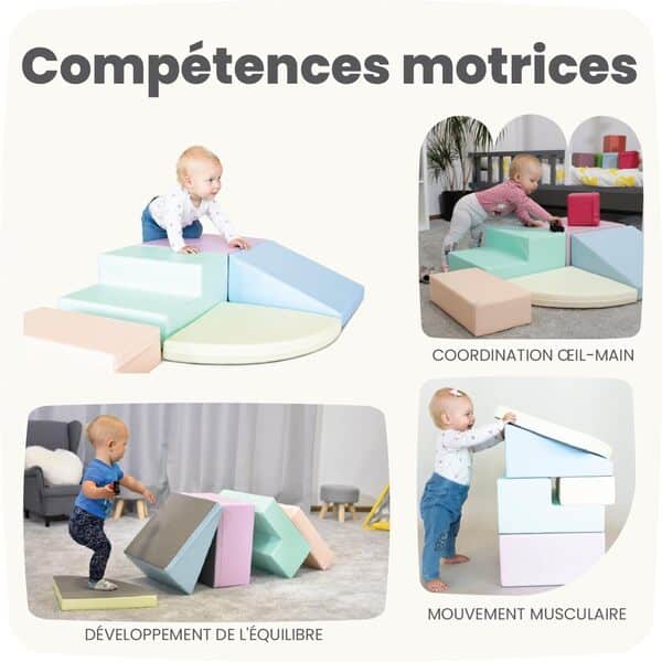 IGLU Soft Play Corner Climber Lot de 5 Bloc Mousse motricité bébé de Souples géants en Mousse (Pastel)