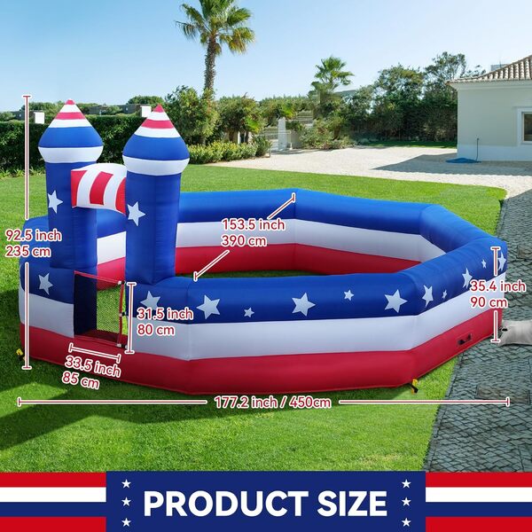 Gaga Ball Pit Inflatable 15FT avec Ventilateur Intégré, Terrain de Gagaball Amovible pour Fêtes Familiales et Scolaires en Intérieur et en Extérieur, Jeux de Sport Gonflables, Balles Gaga Comprises