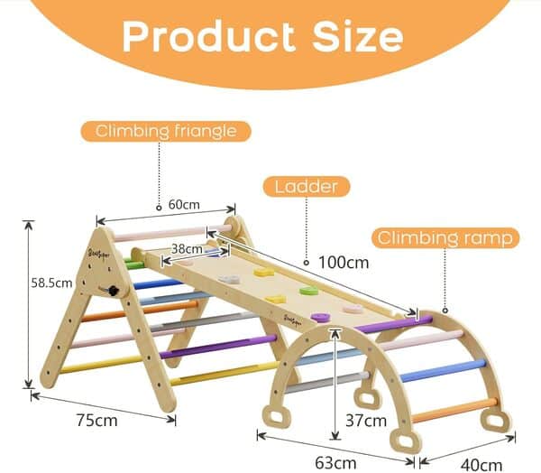 BanaSuper Ensemble de Triangle d'escalade Pliable pour Enfants avec Rampe et Arche, Jouet Montessori de Développement pour Enfants, Aire de Jeux de Type Parcours d'obstacles pour Bébés à l'intérieur