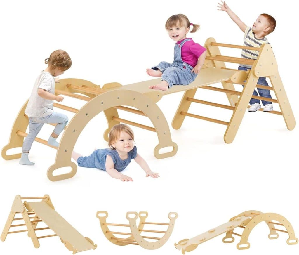 Test : dreamade triangle escalade bébé montessori, échelle en bois