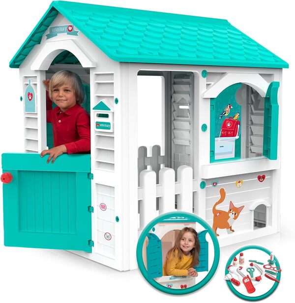 Chicos - Centre Vétérinaire | Maison de Jardin pour Enfants +24 Mois | Cabane Extérieure avec 11 Accessoires Vétérinaire | Facile à Monter, Robuste et Durable | Jouet Imaginatif (89619)