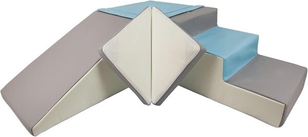 Set de 4 Blocs en Mousse pour Le Jeu, crèches, écoles maternelles, Jouets (Couleur: Blanc, Bleu Clair, Gris)