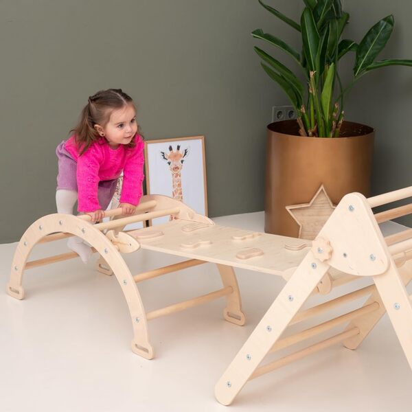Woodandhearts Lot de 3 Montessori Triangle Rampe Arc Escalade Échelle Toboggan - Jouets éducatifs pour Système (Standard)