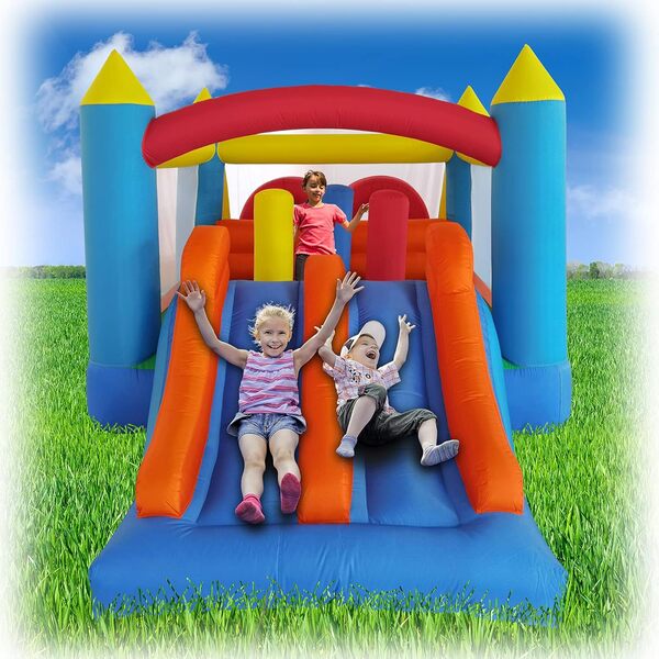 Ballsea Structure Gonflable, Grand Château Gonflable avec Souffleur, Chateau Gonflable Enfant Exterieur, Interieur (488 x 240 x 190 cm)