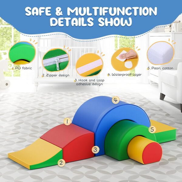 Jouets d'escalade pour Tout Petits,Enfants Blocs de Construction en Mousse,Jeux pour Enfants,Jouet Composite pour Enfants pour Ramper, Grimper et Glisser (JM313)