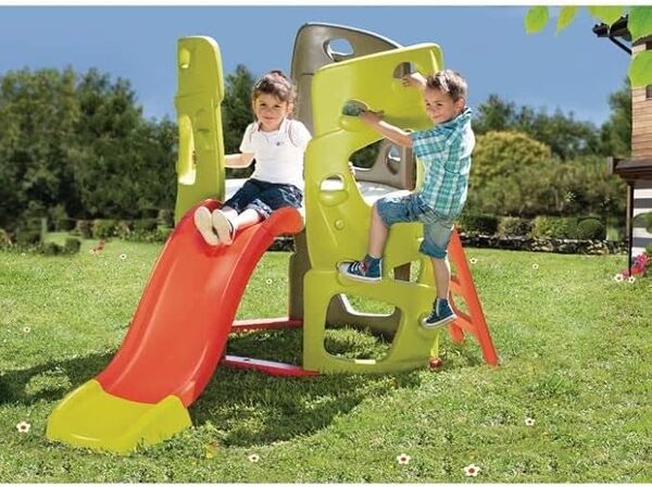 Smoby - Tour d'escalade avec Toboggan Plus Echelle - Jeu Plein Air Enfant - Dès 2 Ans - 840204 - Colorée