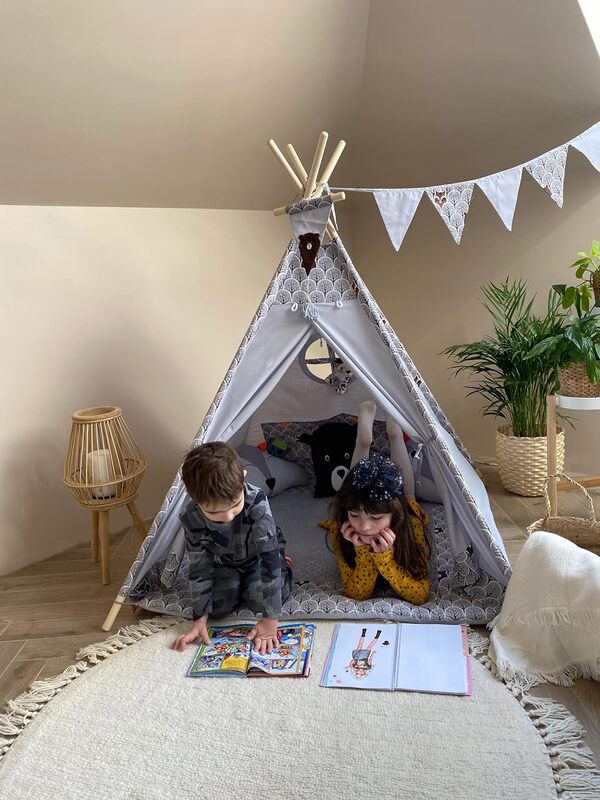 Izabell, Tipi pour enfant, tente de jeu, tepee, tente avec fenêtre, tente tipide, kit de jeu pour enfants
