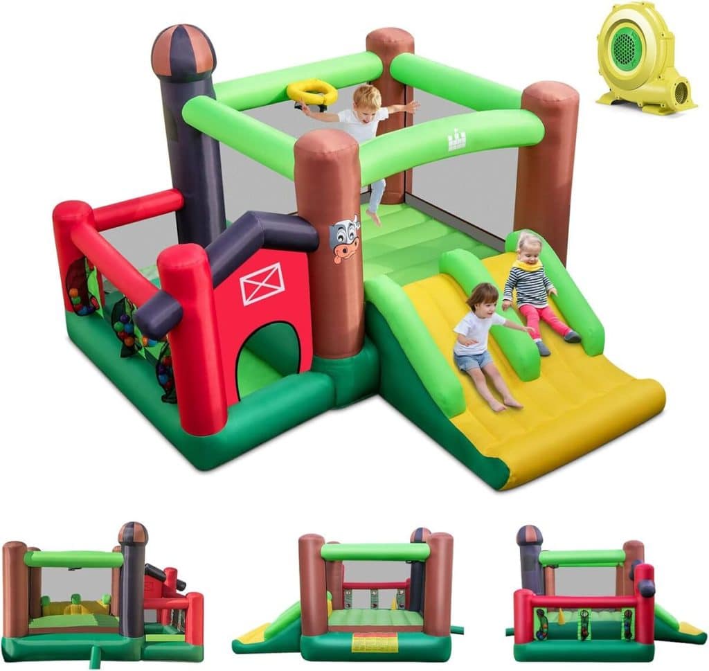Test du château gonflable thème village de Goplus : l'aire de jeux complète pour enfants