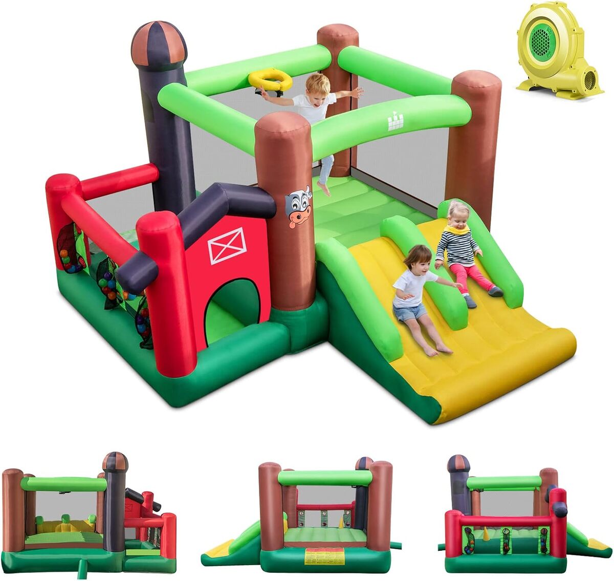 Test du château gonflable thème village de Goplus : l'aire de jeux complète pour enfants