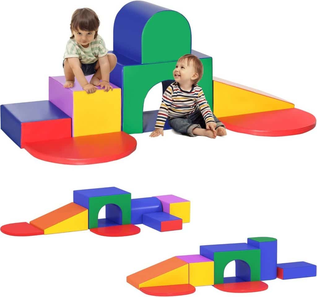 Test du parcours motricité bébé HOMCOM 7PCS : blocs en mousse multicolores pour enfants