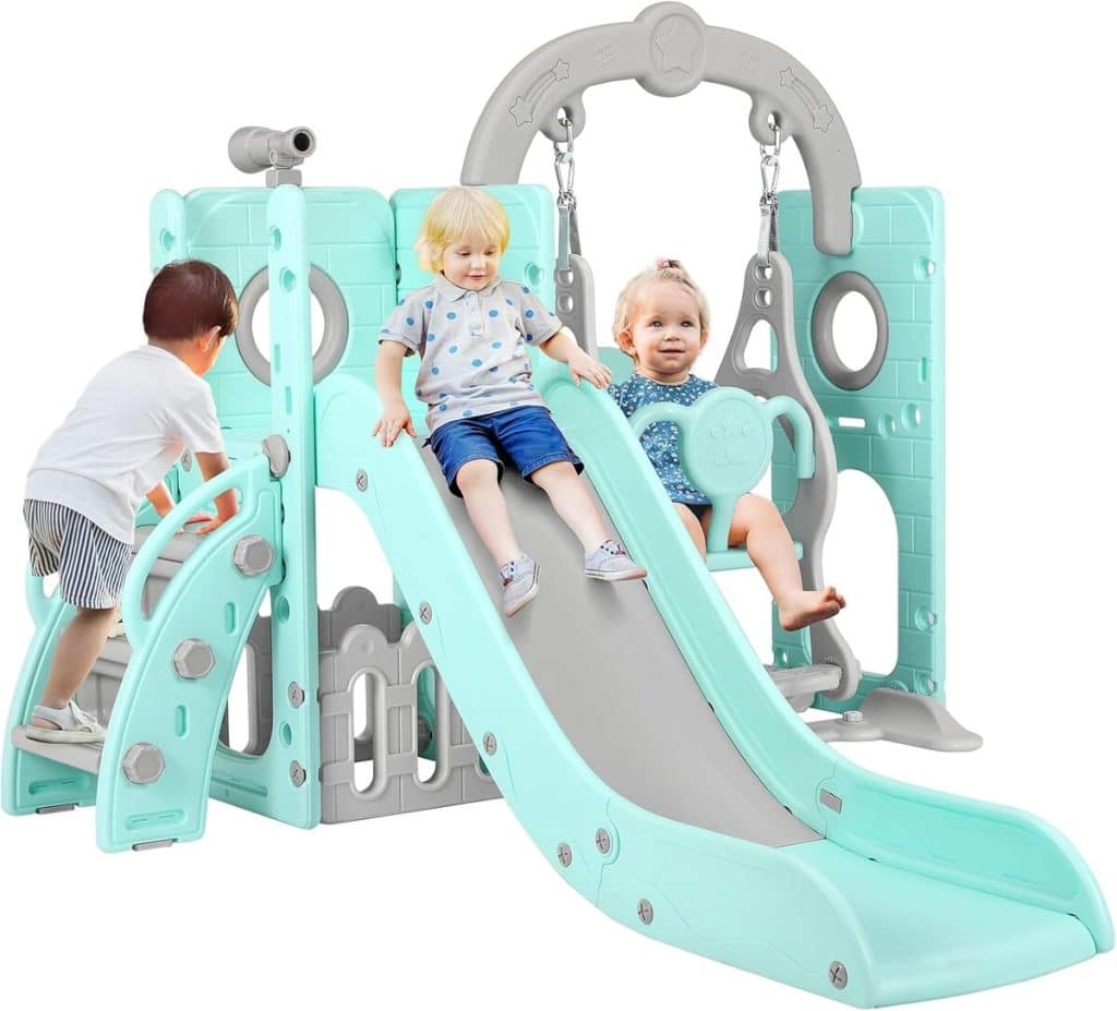 Test du toboggan-balançoire 5 en 1 Toboggan Bebe : aire de jeux intérieure et extérieure