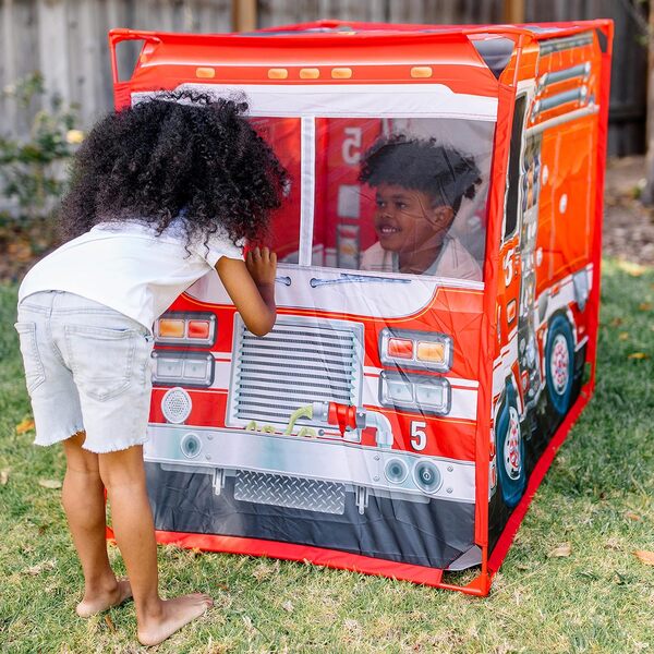 Melissa & Doug Tente de jeu camions de pompiers | Jeux de rôles | Tente de jeu pour enfants | 3+ | Cadeau pour garçon ou fille