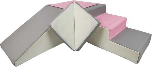 Set de 4 Blocs en Mousse pour Le Jeu, crèches, écoles maternelles, Jouets (Couleur: Blanc,Rose Clair,Gris)
