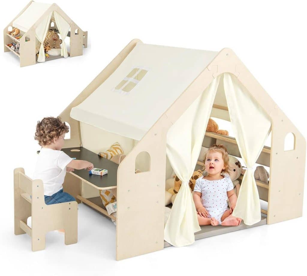Test de la tente 6 en 1 Homasis pour enfants avec table à dessin