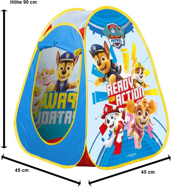 John 71044AMAZON Chase, Rubble, Rocky, Skye, Marshall et Zuma sans 71044 Tente de Jeu Pop Up Paw Patrol – Tente de Jeu pour Enfant avec Motif imprimé Multicolore