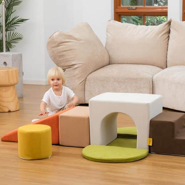 BanaSuper Blocs Mousse Éducatifs Modulables | Jeu de Motricité Intérieure pour Enfants | Parcours Motricité | Structure d'escalade Antidérapante | Design Lavable & Sécurité Renforcée (Multicolore)