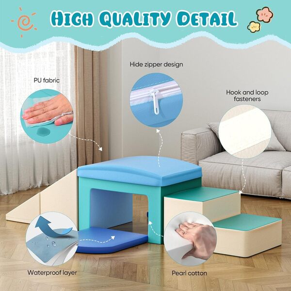 Lot de 6 blocs de construction géants en mousse pour enfants - Multicolore (Lot de 6 pièces - Bleu)