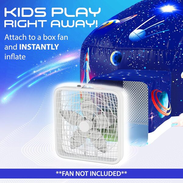 W&O Aérodome Galactique avec lumières LED - Fort Spatial Gonflable pour Enfants de 3 à 12 Ans - Se gonfle en Quelques Secondes et crée Une expérience Galactique immersive (Ventilateur Non Inclus