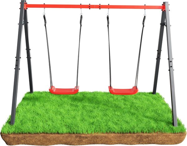 K-Sport : Balançoire Double (métal) avec balançoire NID et SIÈGE I Charge maximale 150 kg I Balançoire de Jardin pour Enfants I INCL. ancrage au Sol I Made in EU I