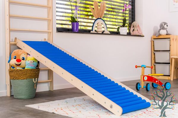 WoodsCraft 2in1 Montessori Set: Toboggan & Triangle Escalade Enfant | Glissière à Rouleaux pour Expérience Sensorielle Étonnante | Toboggan Bebe | Tobogan Grand