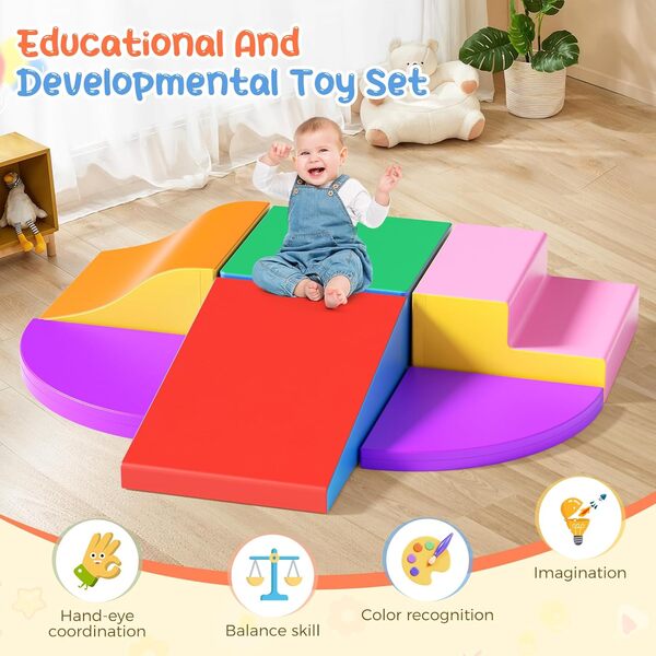 Toboggans d'intérieur et Structures de Jeux,Parcours motricité bébé, Bloc Mousse motricité bébé de Souples géants en Mousse,Jouets d'escalade pour Les Tout-Petits de 1 à 3 Ans (JM2620)